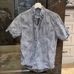 rag & bone Men's Gray Paisley Button Down Shirt